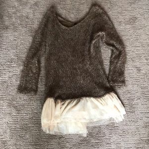 Scoop Neck Layered Lace Sweater